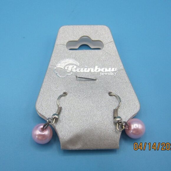 📦 Pink pearl earrings silver-tone 🩷 - Picture 1 of 3